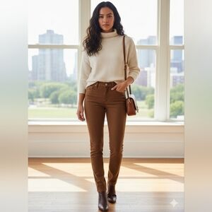 Good American Tabacco Skinny, High Waist Jeans, Faux Seaude